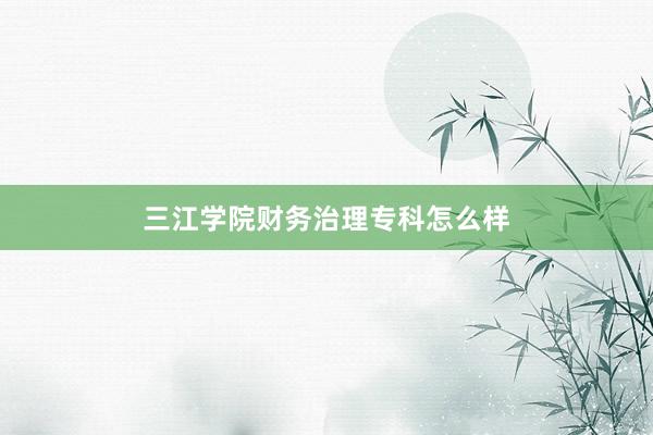 三江学院财务治理专科怎么样